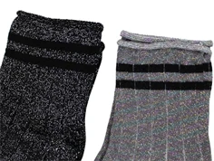 Kids ONLY black/multicolor/silver glitter stripe strømper (3-pak)